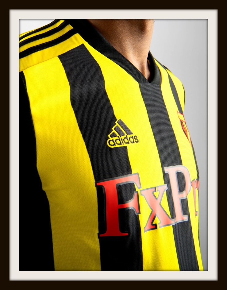Watford, home, Kit, Hornets, Adidas, yellow, black, stripes