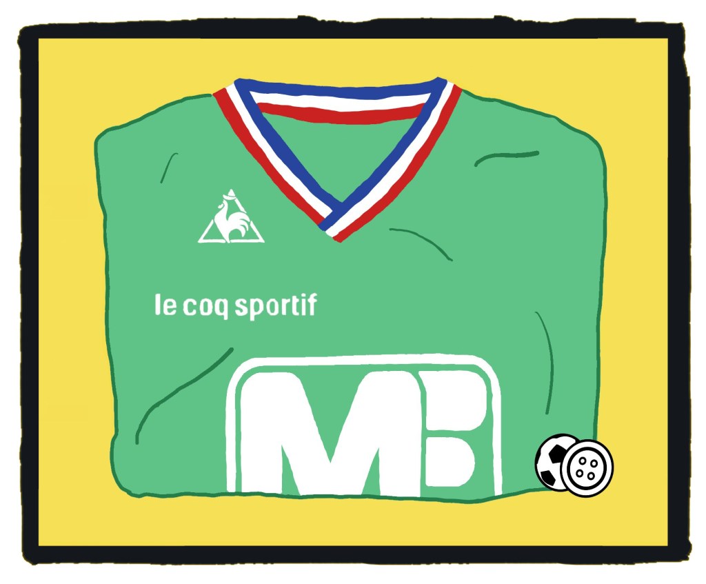 St Etienne, Le Coq Sportif, 1976, 70s, kit, Manufrance, shirt, maillot