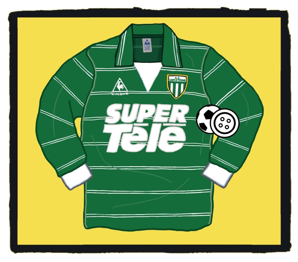 St Etienne, Le Coq Sportif, 1980, kit, Super Tele, shirt, maillot