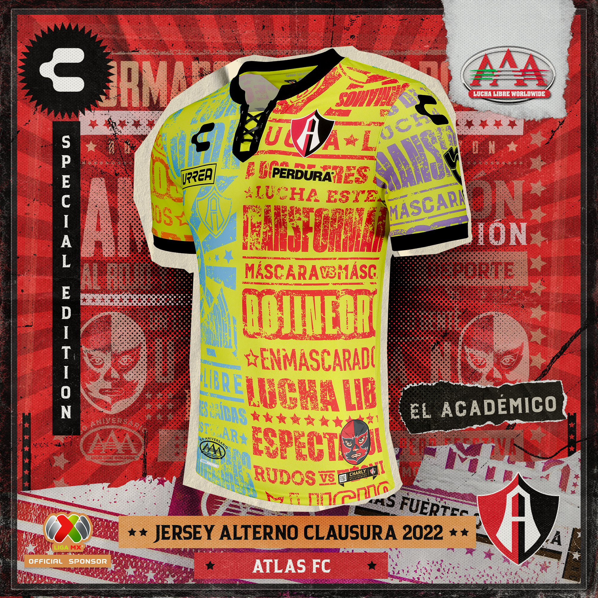 Atlas, Charly, Liga MX, 2022 Clausura, Shirt, Jerseys, AAA, Lucha Libra